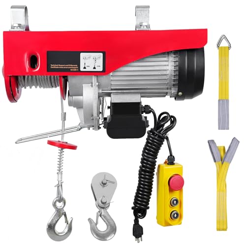 Happybuy Electric Hoist, 1320 lbs Lifting Capacity, 1150W 110V Electric Steel Wire Winch with 14ft Wired Remote Control, 40ft Single Cable Lifting Height & Pure Copper Motor