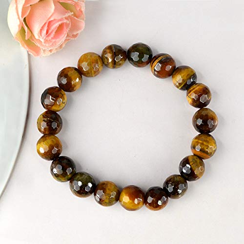 Image of Certified Natural Crystal Stone Diamond Cut /Faceted 10 mm Beads Bracelet for Men & Women | Reiki Charged Gemstone Jewellery | Multiple Stone Variants Available