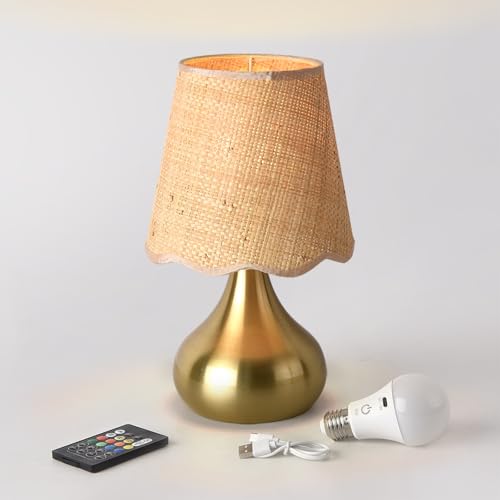 Ziqqeelam Cordless Table Lamp Beige Linen Shade