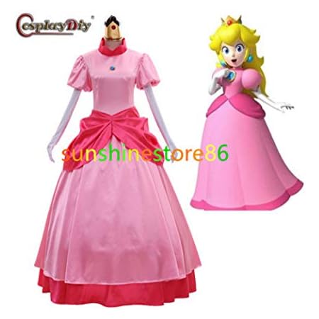 Amazon ディズニー ゲームスーパーマリオ兄弟コスプレピーチ姫 コスプレ衣装 コスプレ 仮装 通販