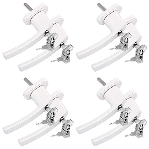 Deuba Lot de 8 poignées de fenêtre verrouillables Blanches en Acier Serrure clés incluses sécurité antivol Tige de 35 mm