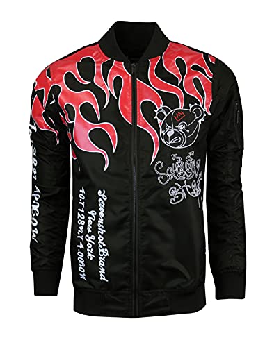 Image of SCREENSHOT Hip-Hop Urban NYC Fashion Bomber Jacket - Modern Outdoor Lightweight Streetwear Graffiti Print Zip Up Top