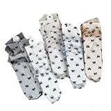 Violet Mist Sheer Slouch Socks Womens Girls Novelty Cute Black White Sheer Mesh Lace Loose Socks Fancy Elegant Bow Decorated Tulle Sock Ankle High Thin See Through Transparent Lolita Lace Sock 5 Pack