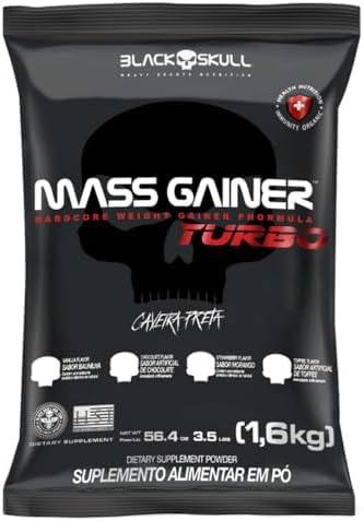Refil Mass Gainer Turbo Baunilha 1,6Kg, Black Skull