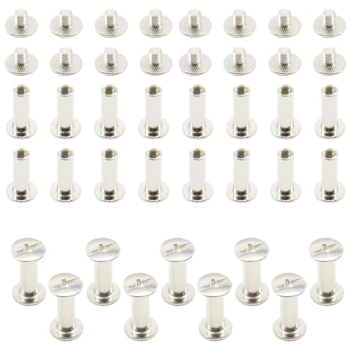 Ruidee Lot de 100/50 vis Chicago M5 x 15 mm pour reliure de livres, tiges de vis rondes à tête plate pour albums en cuir (DZBD/M5 x 15)