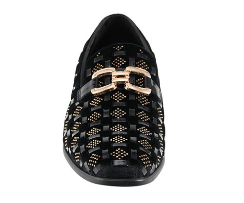 Amali Barnes Mens Dress Shoes Sparkly Glitter Encrusted Tuxedo Slip on Loafers for Men - The Original Smoking Men Dress Shoes Runs Large - GO 1/2 Size Down4
