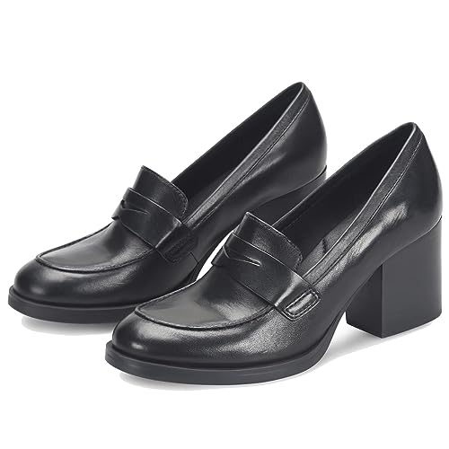 Image of SHODENSE Women Vintage Chunky Heel Loafers Pumps Platform Round Closed Toe Oxford Shoes Burnished Patent Matte Suede Slip On Dress Loafer Block Stacked Heels Office Formal Work Business 4-11 M US