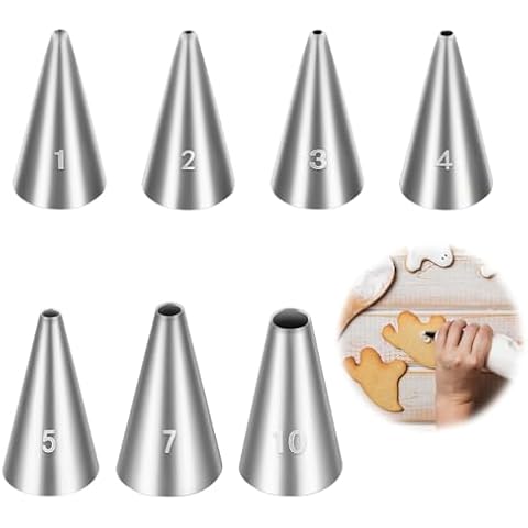 Jeffdad 7 Pcs Stainless Steel Piping Tips Set Cover