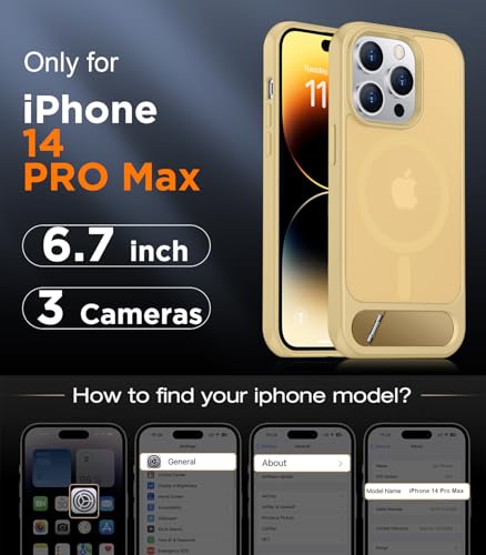 Image of Magnetic Compatible with iPhone 14 Pro Max Case, [Built-in Invisible Kickstand][Compatible with MagSafe] [Military Grade Shockproof] Slim Translucent Matte Phone Case for iPhone 14 Pro Max 6.7 inch