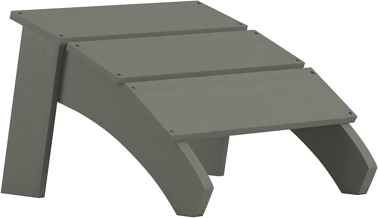Flash Furniture Sawyer Indoor/Outdoor Adirondack Ottoman - Gray All-Weather Adirondack Style Footrest