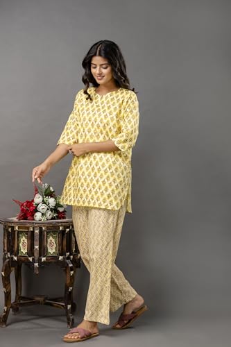 Image of Pure Cotton Printed Night Suits Set for Women | Top and Pyjama Set for Girls