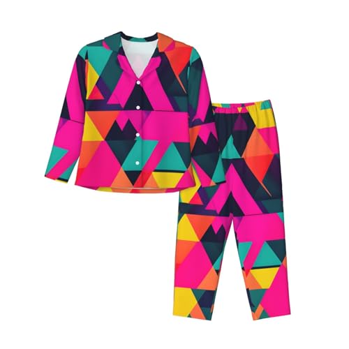 Pyjama triangle coloré pour femme ensemble à manches longues