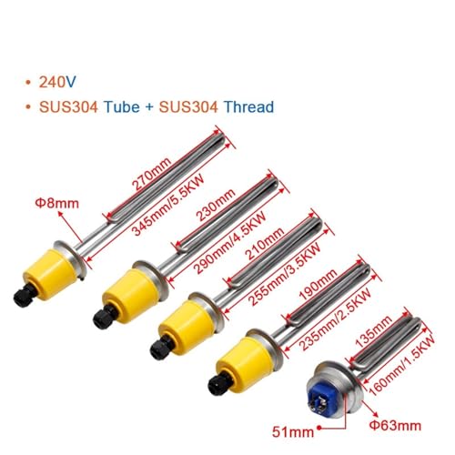 Elemento calefactor de inmersión SUS 304 con abrazadera de 63mm para termos de alta gama 6