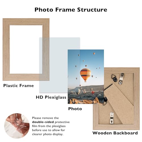 Image of JCJMY 3.5x5 Picture Frame Rustic Brown for Wall or Tabletop, 3.5 x 5 Wall Gallery Poster Photo Frame with Shatter Resistant Plexiglass, Rustic Brown