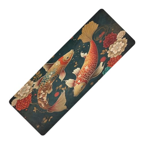 Koi-fish-texture Non Slip Yoga Mat Fitness Exercise Mat with Carrying Bag,Workout Mat for Yoga Pilates Fitness Floor Exercises 71