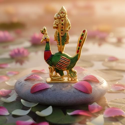 Image of Steel Murugan Vel Statue (8 cm) | Divine Lord Karthikeya Spear for Car Dashboard & Pooja Room Decor | Durable Red Vel Idol for Altar & Spiritual Gifting (Multi)