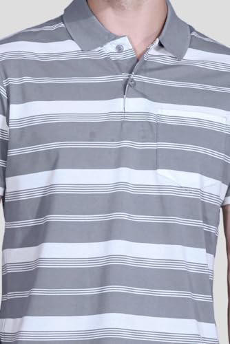 Image of SANE ORIGINALS Half Sleeve Polo T-Shirt for Men with Pocket || Stripe Collar and Pocket T-Shirt for Men Half Sleeves