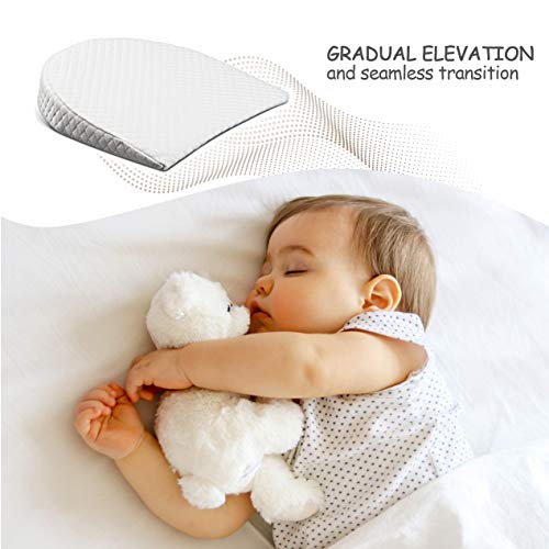 Zermätte Bassinet Wedge Pillow for Reflux Baby Sleep- for Infant and Newborn Colic & Congestion - Premium Organic Cotton Cover with Anti-Skid Bottom - Waterproof Inner Cover - Storage Bag (15")