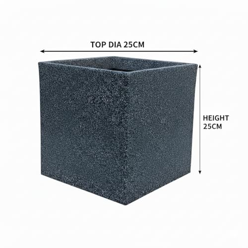 Image of Harshdeep Plant Pot - Quebec Square - 10 Inch Highly Durable, Lightweight UV Resistant Roto Planter for Indoor Outdoor Home Balcony Garden Decor, Stone Finish (Midnight Stone, Small)