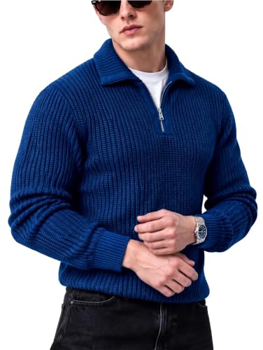 Image of Kvetoo Mens Woolen Sweater for Man Winter Quarter Zipper Knit Sweater Full Sleeve Office Wear Pullover