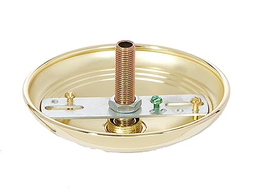 Image of B&P Lamp Polished Brass Screw Collar Ribbed Ceiling Light Canopy Plate Kit