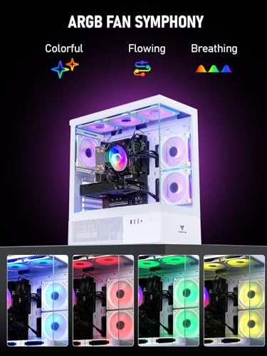 Image of White Custom ARGB Gaming PC Desktop Computer - Core i7-8700K up to 4.7GHz, RTX 3050 6GB, 16GB DDR4 RAM, 1TB SSD, Wi-Fi 6 & Bluetooth 5.4, 9x ARGB Fans, 650W PSU, Windows 11