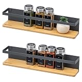 eluno Gewürzregale 2er Set mit Bambusboden, platzsparende Gewürzhalter zur Wandmontage zum Kleben...