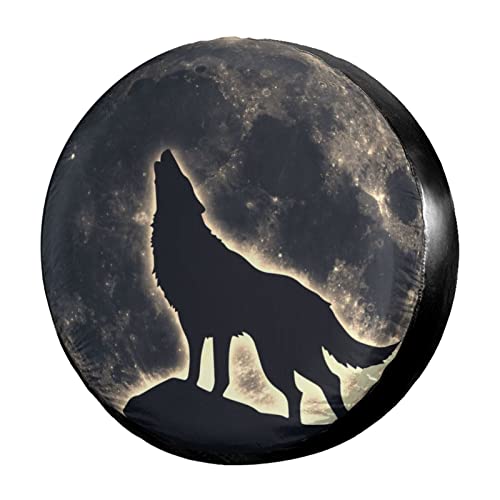 Foruidea Howling Wolf Spare Tire Cover Dust-Proof Wheel Tire Cover Fit Trailer, RV, SUV and Many Vehicle 14 Inch