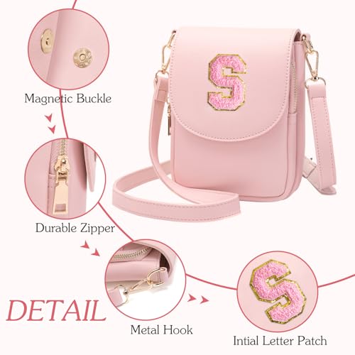 Image of Viverte Crossbody Purse for Teen Girls Small Initial Cell Phone Toddler Purse Leather Triple Compartment Crossbody Bags