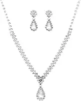 Conjunto de colar e brincos com pingente oval colar e brincos de metal moda feminino