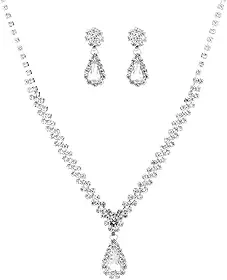 Conjunto de colar e brincos com pingente oval colar e brincos de metal moda feminino
