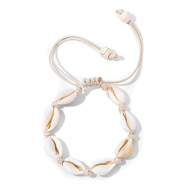 pmw Handmade Cowrie Shell Anklet, Natural Seashell Beach Foot Chain, Hawaiian Style Bracelet -1 PIECE-picture-26