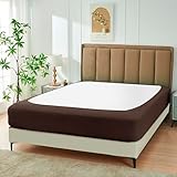 Biscaynebay Decorative Box Spring Cover Queen Size, Brown Jersey Luxurious Jersey Knitting Stretchy Wrap Around 4 Sides Bed Skirt for Home/Hotels, Easy Fit Wrinkle & Fade Free Machine Washable