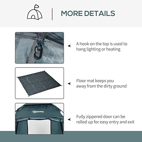 Outsunny 60" x 60" x 82" Shower Tent Extra Wide Changing Room Privacy Portable Camping Shelters with Windows & Floor Mat image 4