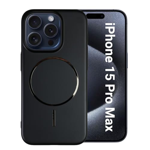 Image of AIBEX Ultra-Thin Mag-Saf Back Cover Case Compatible with iPhone 15 Pro Max| Slim Fit Scratch-Resistant Matte | Magnetic Wireless Charging | Microfibre Lining | Camera Protection (PC Material) - Black
