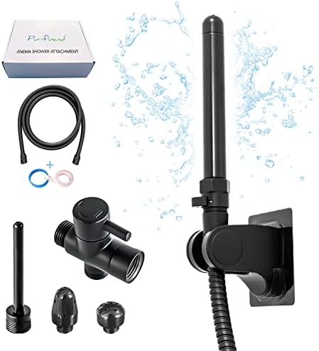 Black - Enema kit for Colon Cleansing - Enema Shower Attachment - Douche kit - Colon Cleansing Nozzle - Colonic Irrigation Home Kit - Complete 9 Pieces Set for Men and Women - Easy to Install