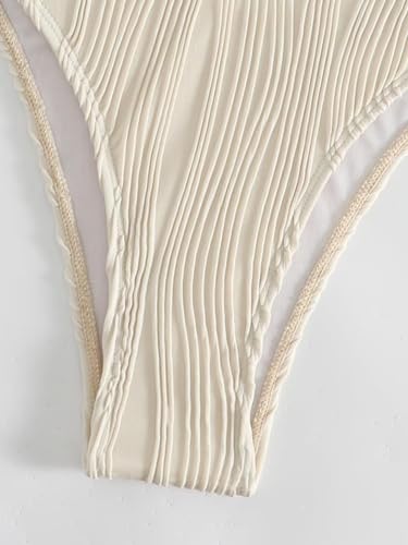 Women's Textured Cute Bathing Suit High Waisted Summer Swimsuit Bikini Set4