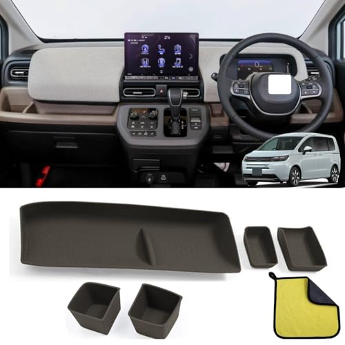 LunarCorky ホンダ用 新型フリード オープントレイマット カップホルダー GT系 2024年6月~ フリード 助手席/運転席前 インテリアラバーマット gt ダッシュボード収納ボックス専用内装パーツ 収納スペース保護 小物入れ アクセサリー 5P