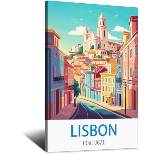 Impression sur toile Lisbonne Portugal de qualite supérieure et finition vintage 30x45cm
