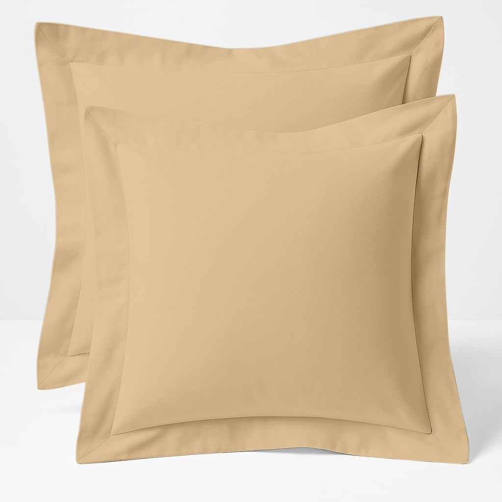 Comfort Beddings Taupe 2 Pack Oxford Pillowcases – 65X65cm Continental Euro Pillow Covers – 100% Egyptian Cotton – 600 Thread Count Sateen – Square Pillow Cases With Envelope Closure – Hotel Quality