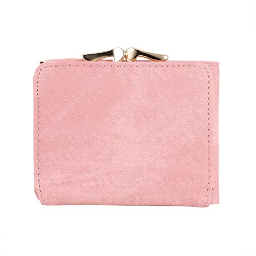 Preisvergleich Produktbild Lässige Mädchen Kurze Geldbörse Trendy Flanell Frauen Brieftasche Kartenhalter Zwei-Fach weibliche Geldbörse Mode Frauen Teile - Pink
