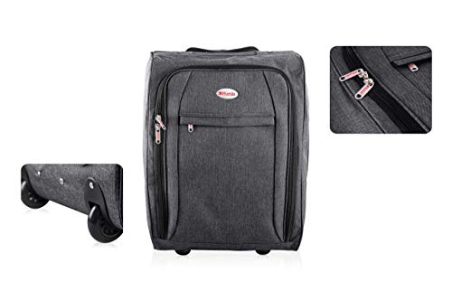 Flight Hand Luggage with Wheels | Lightweight Suitcase Cabin Approved Trolley Bag | 50 X 35 20 cm (Black)