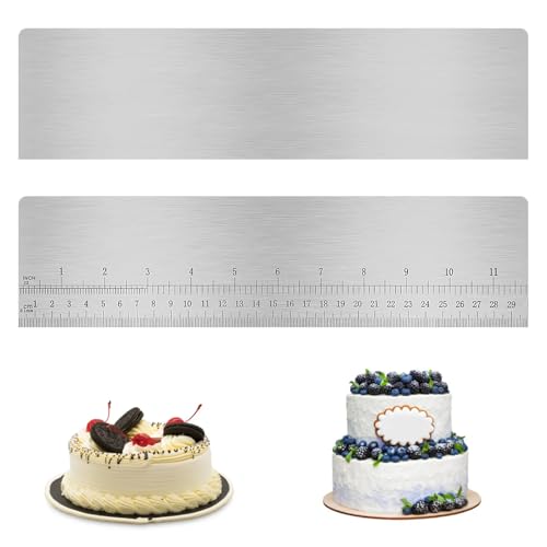 APOMOONS Kuchenschaber mit Skala 30cm Edelstahl Tortenspachtel Tortenglätter Kuchen Glatter Tortenschaber Torten Schaber Silber Cake Scraper für Zuckerguss Glätter Mousse Buttercreme DIY Werkzeug
