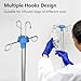 Rolling IV Pole with Tray - Stainless Steel 4 Hooks IV Stand with Wheels Height Adjustable for Clinic Home Care