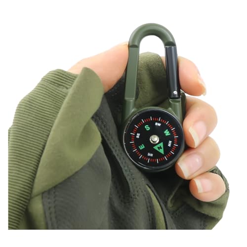 Brújula de bolsillo doble cara con mosquetón para llavero portátil para camping y actividades al aire libre miniatura 1
