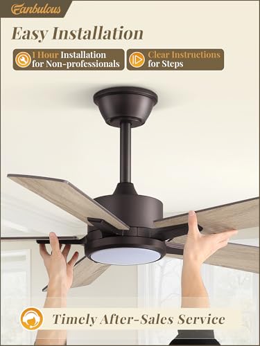 Image of Fanbulous 42 Inch Ceiling Fans with Lights and Remote, Stepless Color Temperature Change & Dimmable 20W LED Ceiling Fan, 6 Speeds Reversible Quiet DC Motor for Bedroom, Living Room, Oil Bronze