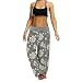 Fansu Boho Pantaloni Donna, Estivi Baggy Spiaggia Stampa Vita Alta Smocked Waist Yoga Harem Pants Beach Pilates Hippy Baggy Trouser (D,L)