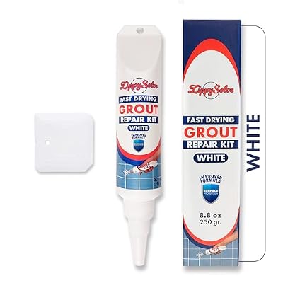 ZippySolve Tile Grout, Repair Kit, Restore & Renew Tile Joints Line, Fast Drying Grout Paint Squeeze Tube for Bathroom Shower Kitchen Floor, Waterproof (8.8 oz, White)