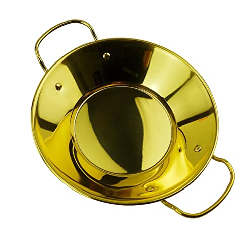 Wok de acero inoxidable dorado 22.8x22.8x4.8 cm miniatura 1