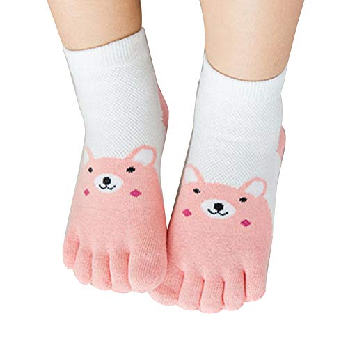 Kalaokei 1 Paar Kinder Junge Mädchen Süße Cartoon Tier Mitte Tube Split Fünf Zehen Socken Kinder Cartoon Baumwolle Fünf-Finger Socken Orange 3-7Y Cover